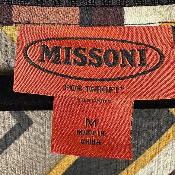 Missoni Target Top Womens Medium Black Geometric Long Sleeve Sheer Preppy Retro - Picture 6 of 12